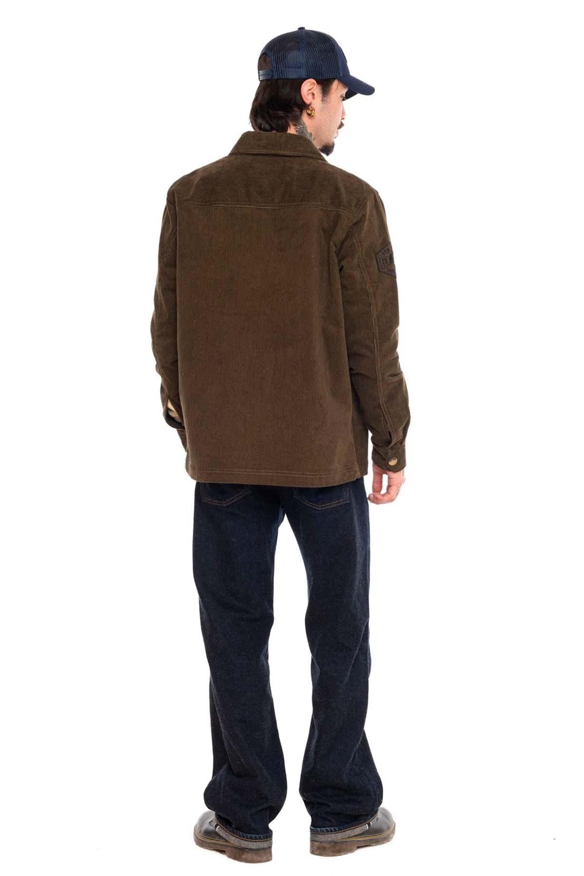Dark khaki corduroy overshirt - Image n°7