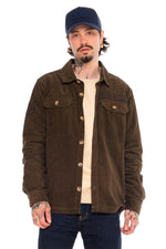 Dark khaki corduroy overshirt - Image n°1