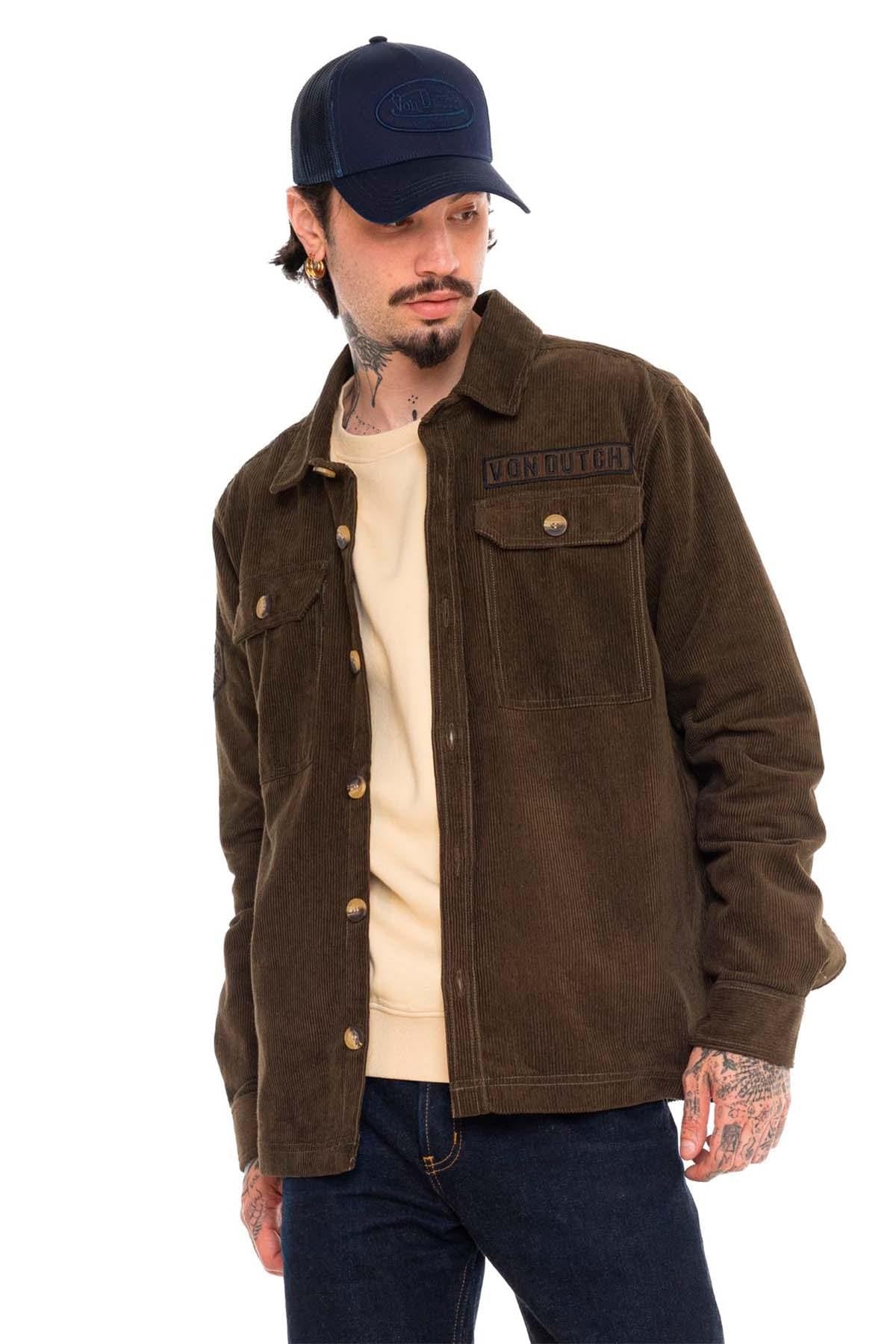 Dark khaki corduroy overshirt - Image n°5