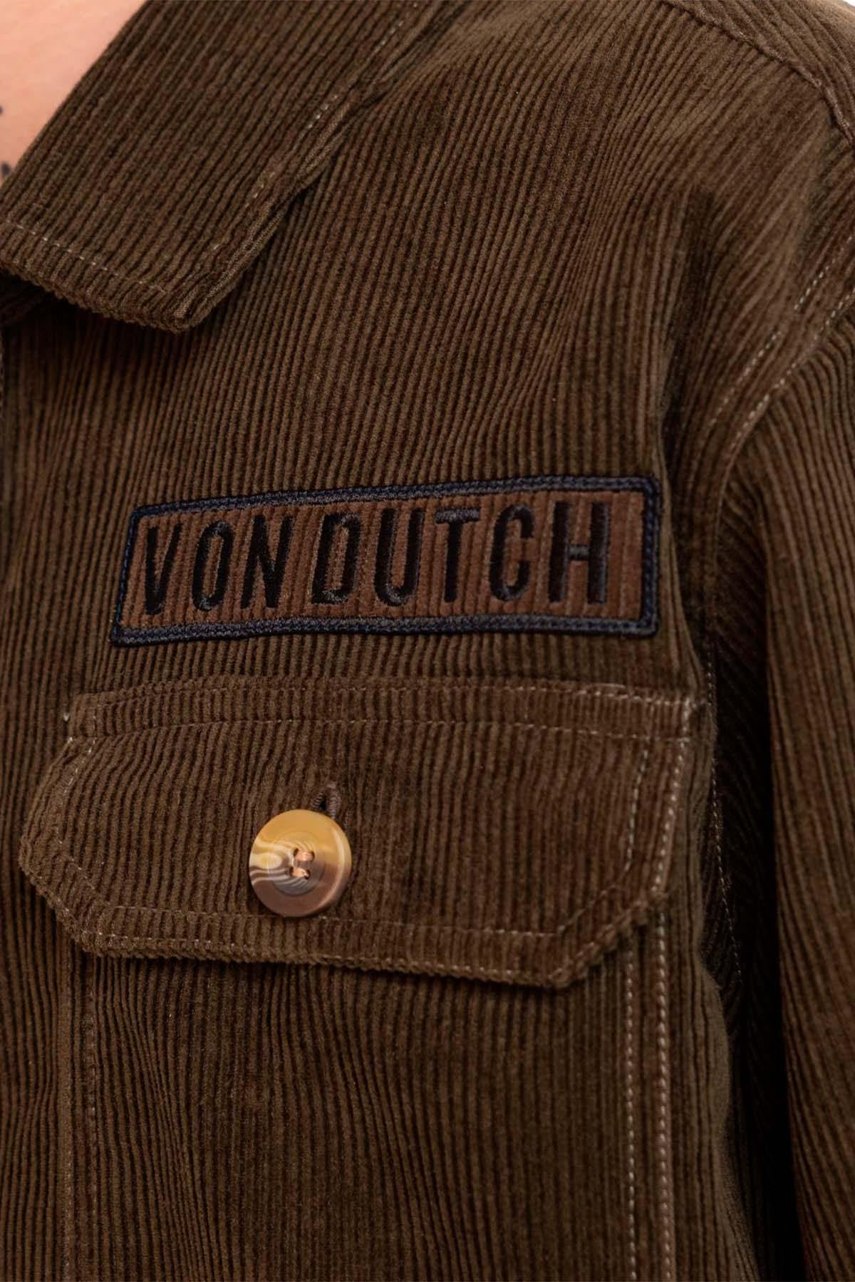 Dark khaki corduroy overshirt - Image n°3