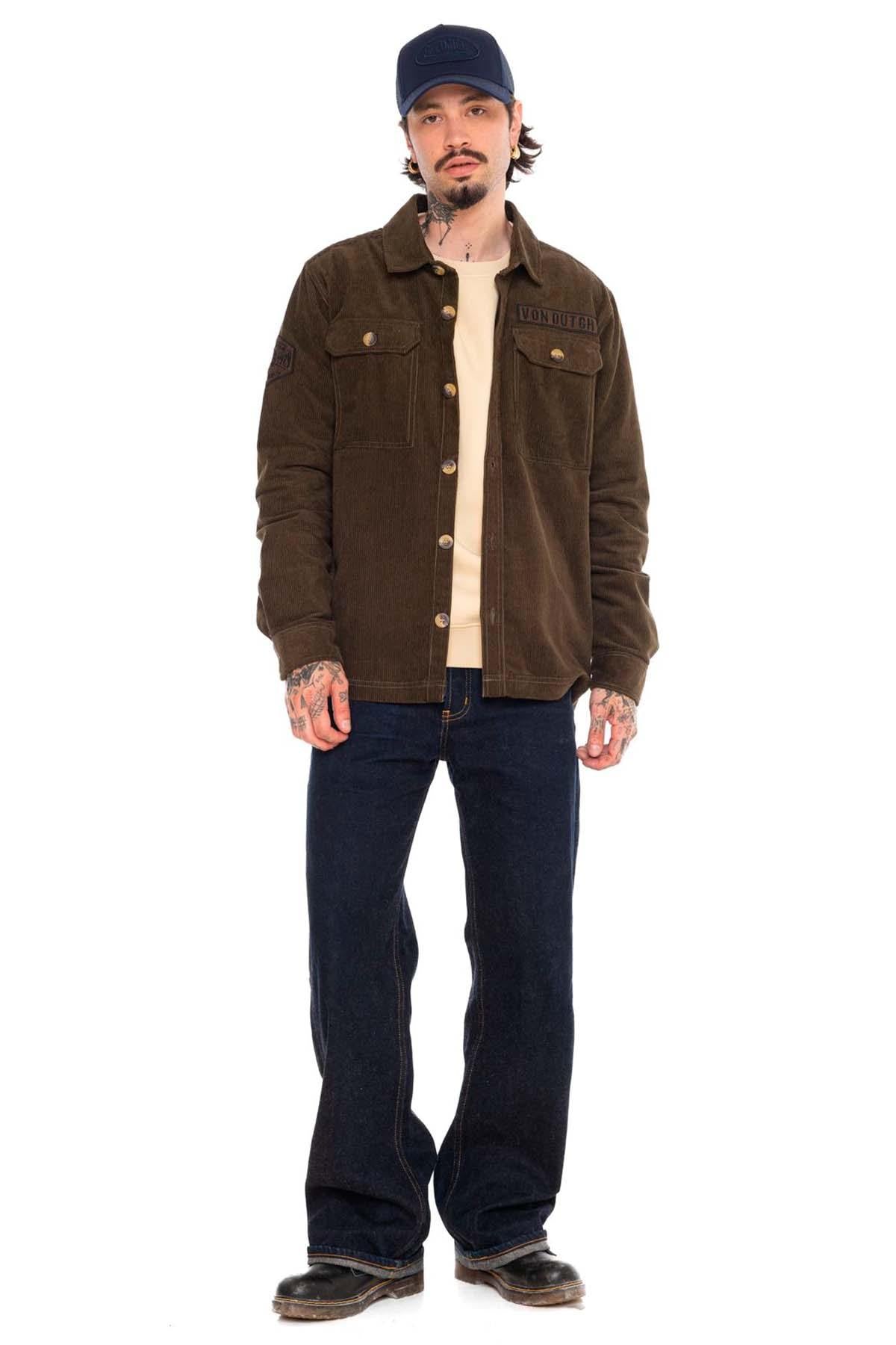 Dark khaki corduroy overshirt - Image n°6