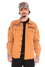 Sand-colored twill overshirt with back print - Image n°2