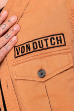 Sand-colored twill overshirt with back print - Image n°3