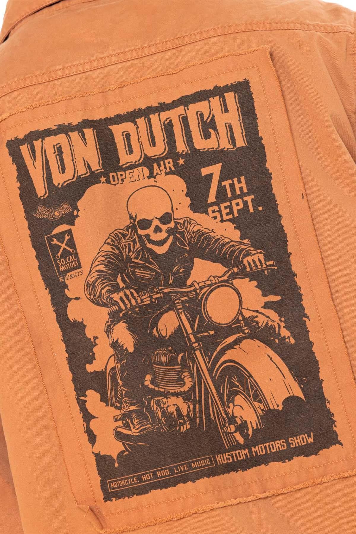 Sand-colored twill overshirt with back print - Image n°6