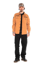 Sand-colored twill overshirt with back print - Image n°7