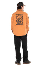 Sand-colored twill overshirt with back print - Image n°8