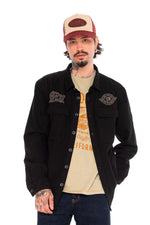 Black rock-style twill overshirt - Image n°1