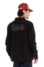 Black rock-style twill overshirt - Image n°2