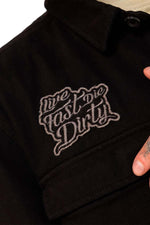 Black rock-style twill overshirt - Image n°5