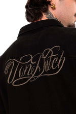 Black rock-style twill overshirt - Image n°3