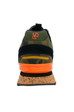 Khaki, orange, and camouflage textile sneakers - Image n°3