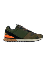 Khaki, orange, and camouflage textile sneakers - Image n°2