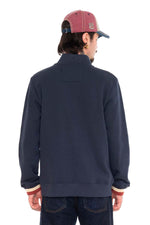 Navy blue zip-neck sweatshirt with badges - Image n°2