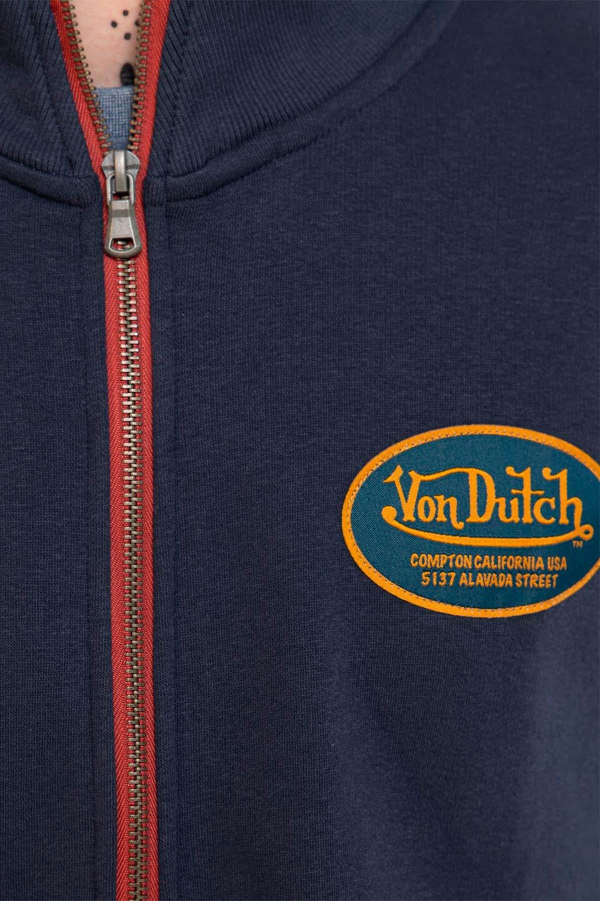 Navy blue zip-neck sweatshirt with badges - Image n°5