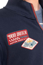 Navy blue zip-neck sweatshirt with badges - Image n°4