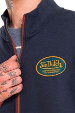 Navy blue zip-neck sweatshirt with badges - Image n°3