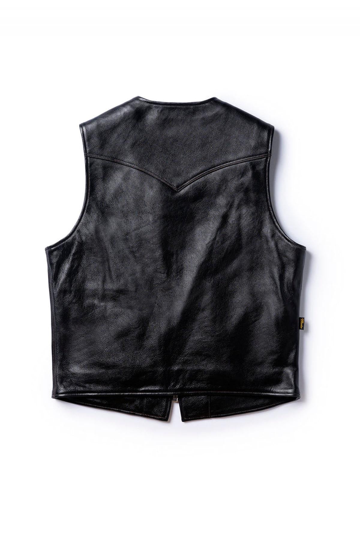 Men's black cowhide leather vest - Image n°7