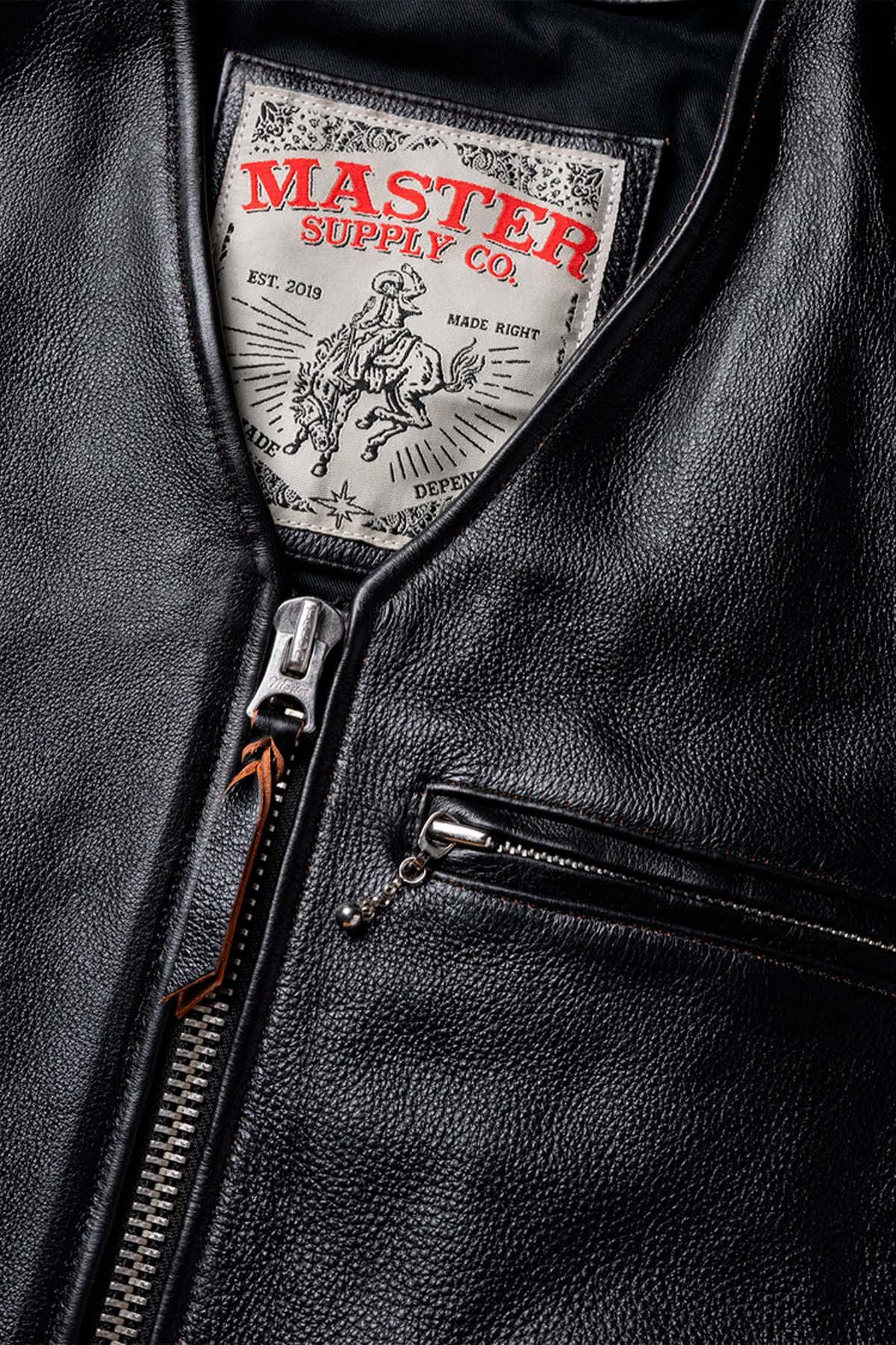 Men's black cowhide leather vest - Image n°4