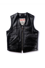 Men's black cowhide leather vest - Image n°5