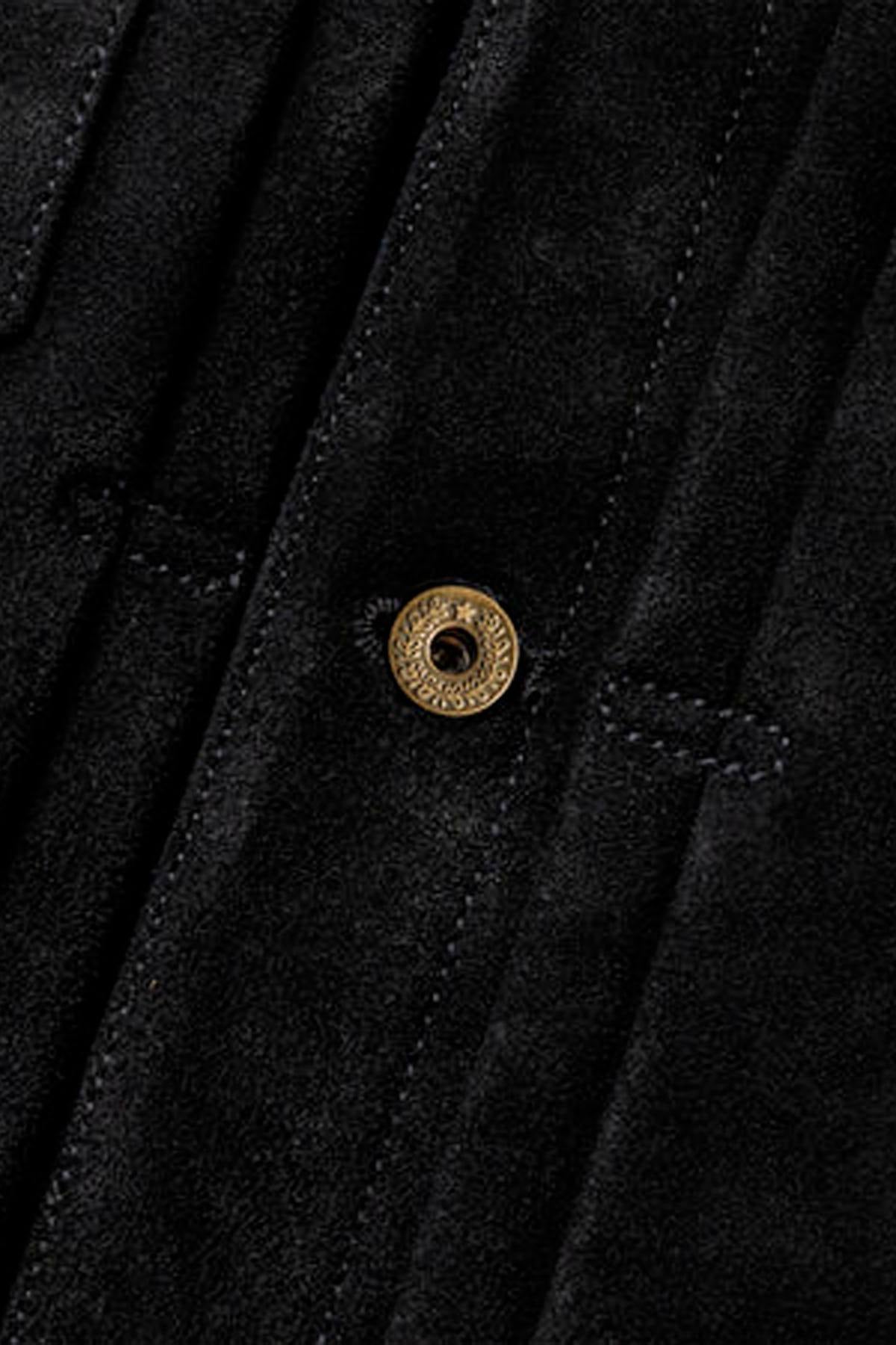 Midnight blue suede jacket with Western embroidery - Image n°6