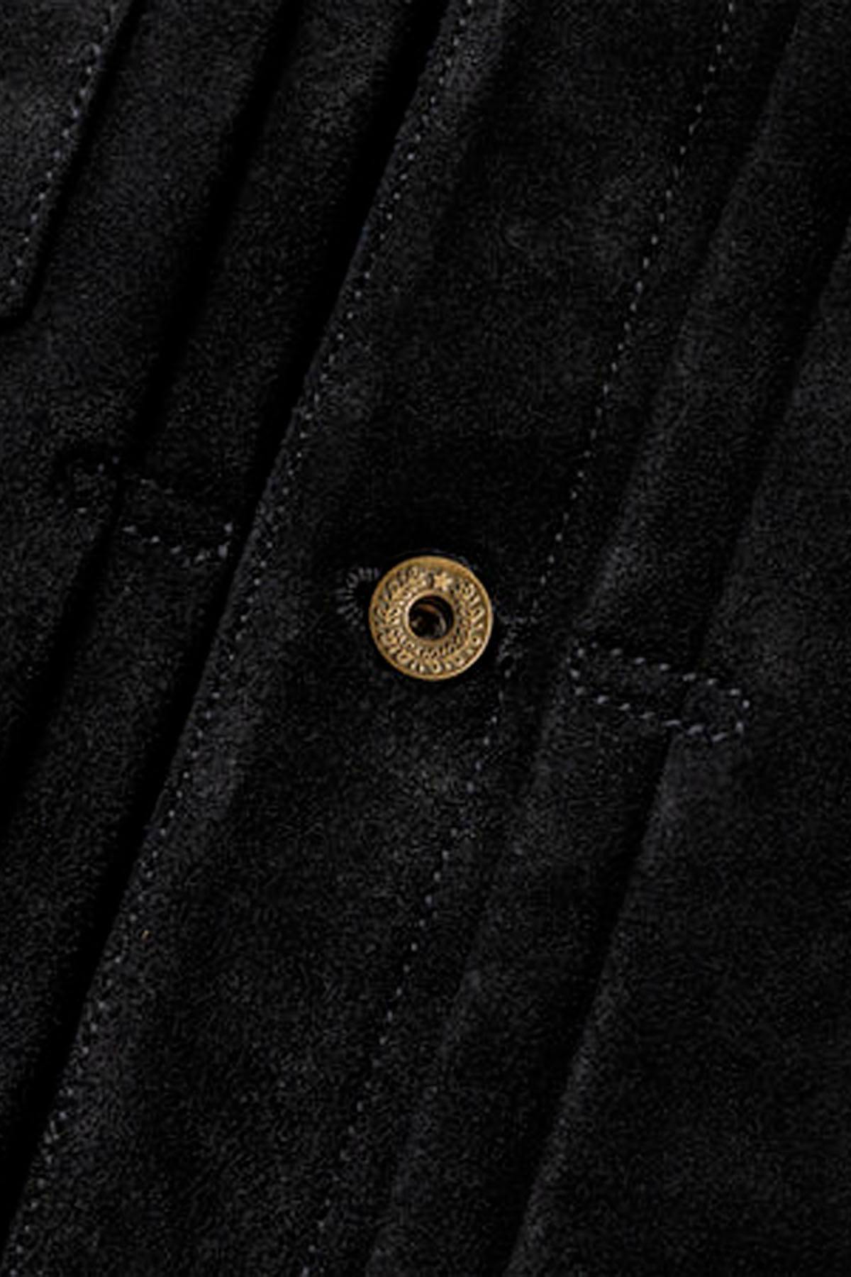 Midnight blue suede jacket with Western embroidery - Image n°6