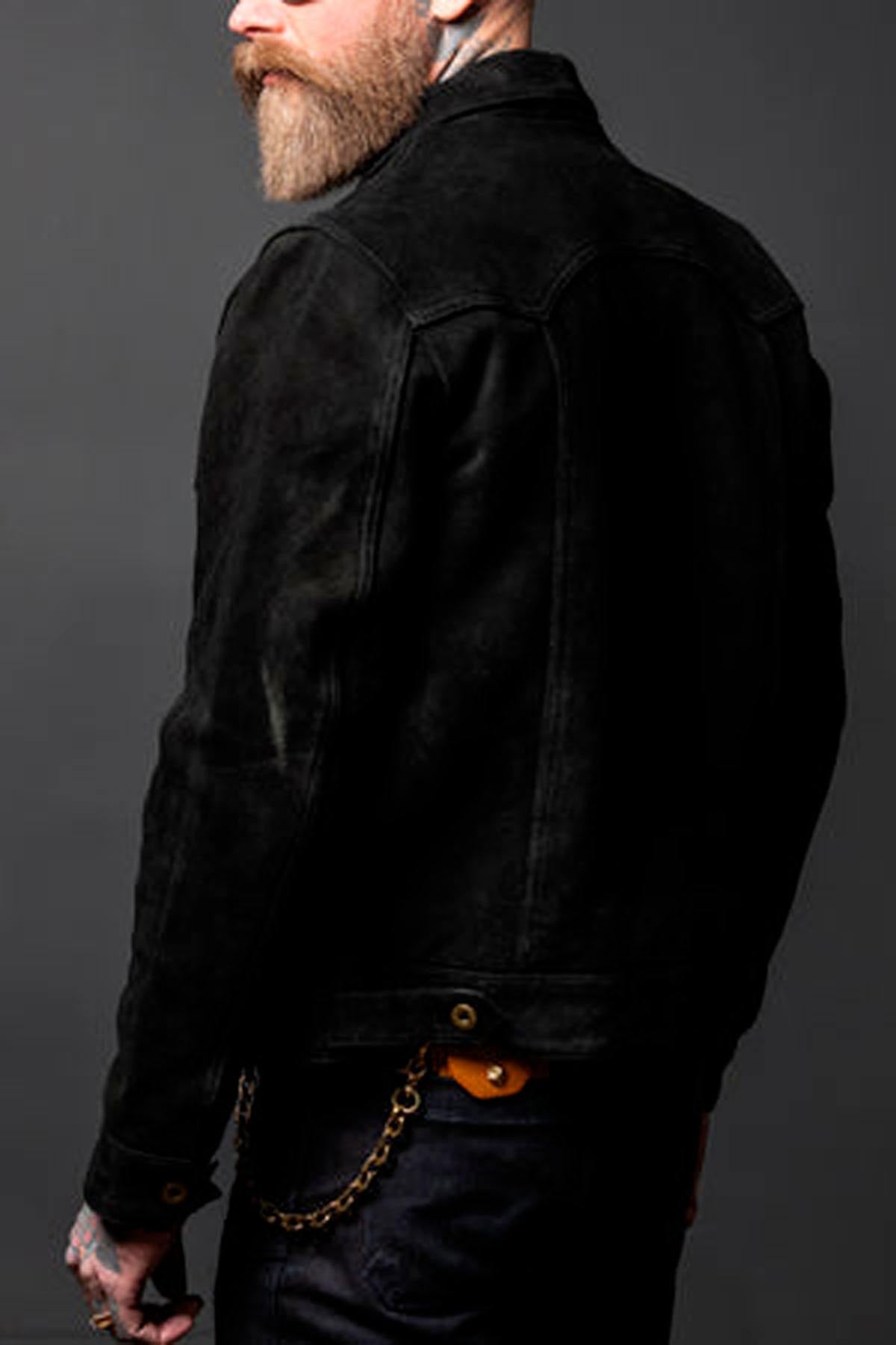 Midnight blue suede jacket with Western embroidery - Image n°4