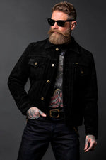 Midnight blue suede jacket with Western embroidery - Image n°2