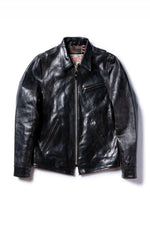 Glossy black leather jacket with a shirt collar - Image n°8