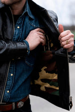 Glossy black leather jacket with a shirt collar - Image n°5