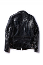 Glossy black leather jacket with a shirt collar - Image n°10