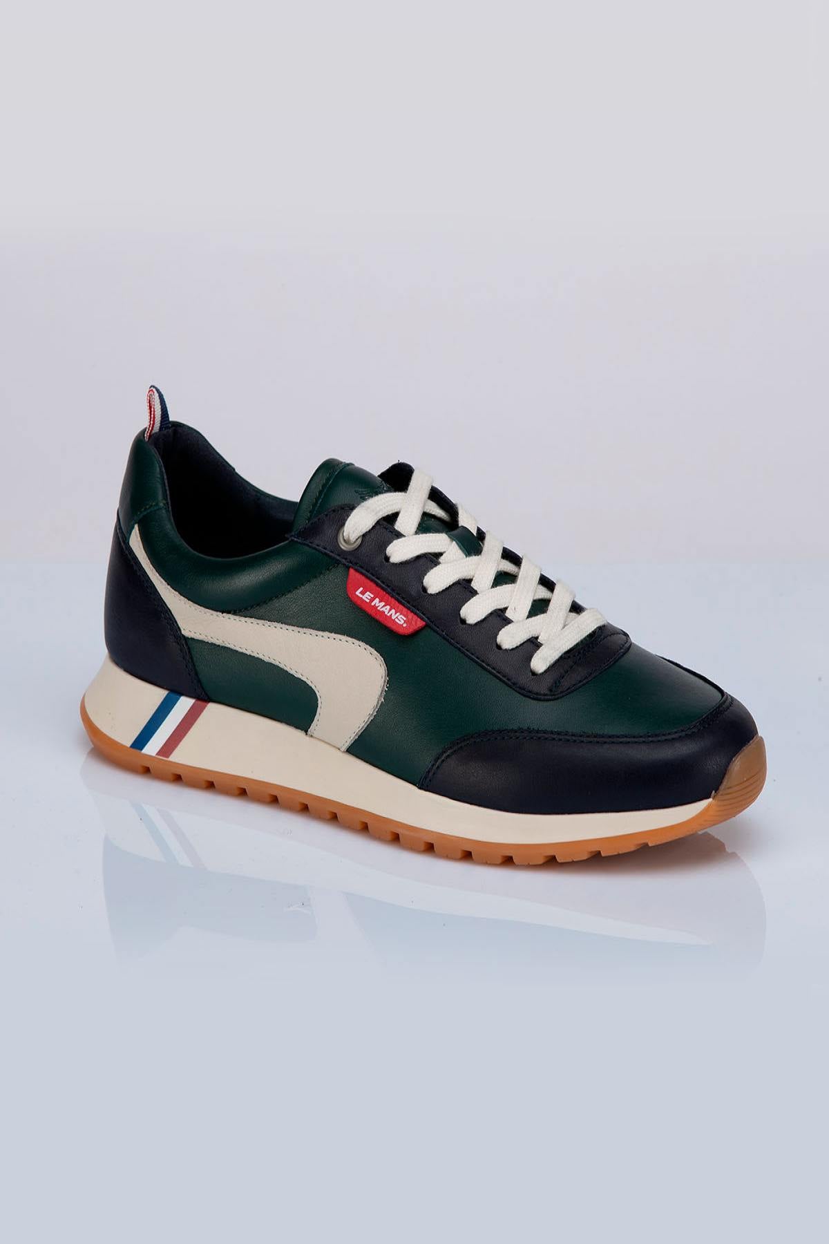 Men's green cowhide leather sneakers - Image n°2