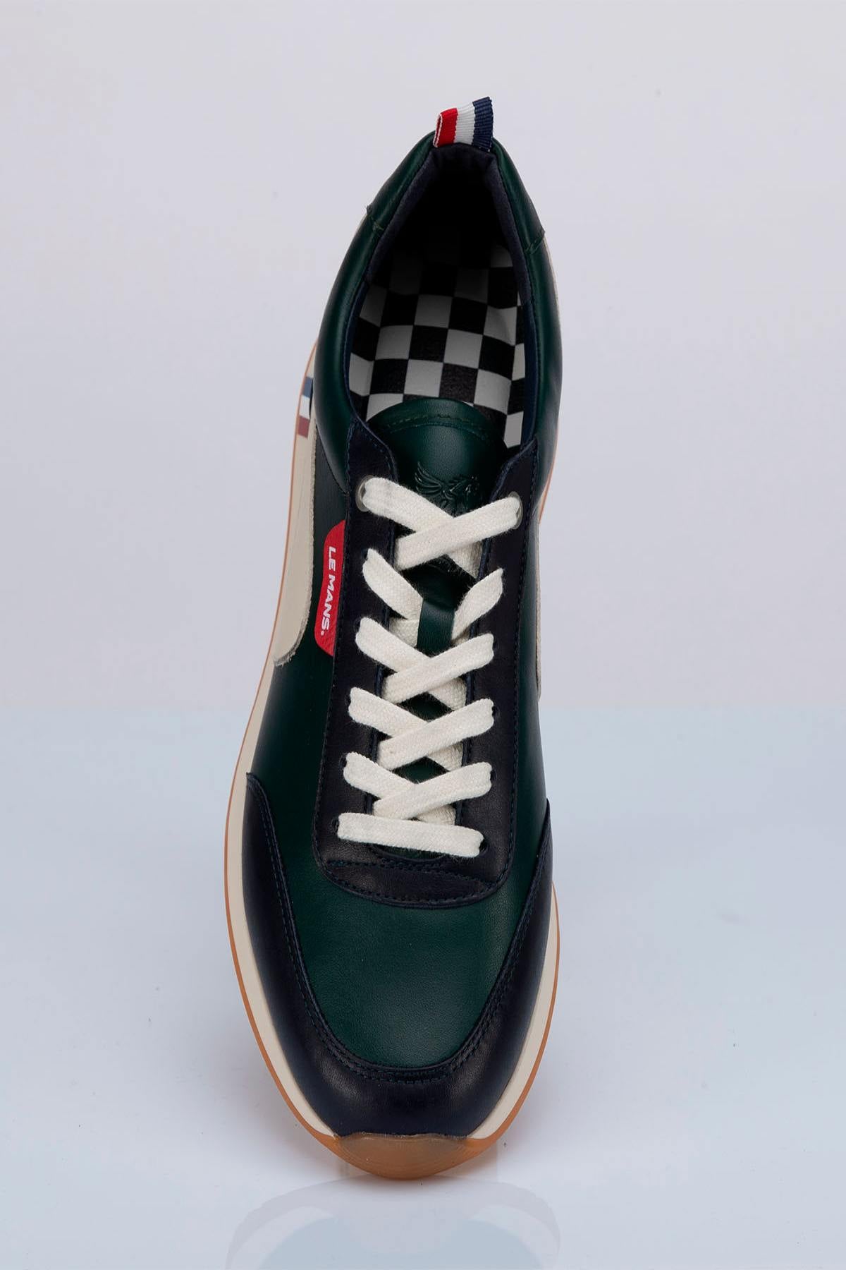 Men's green cowhide leather sneakers - Image n°4