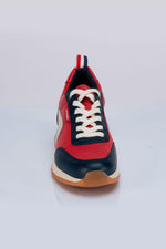 Dark red leather racing sneakers - Image n°3