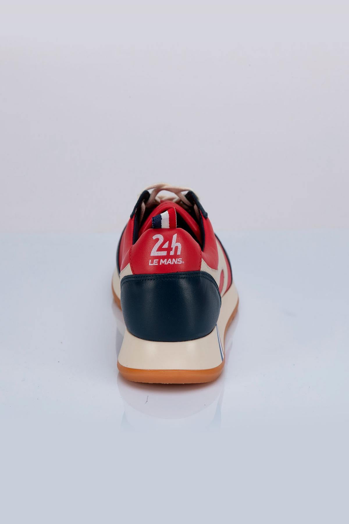 Dark red leather racing sneakers - Image n°4