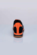 Blue and orange leather racing-style sneakers - Image n°4