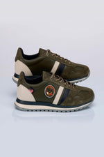 Men's green leather sneakers - Image n°1