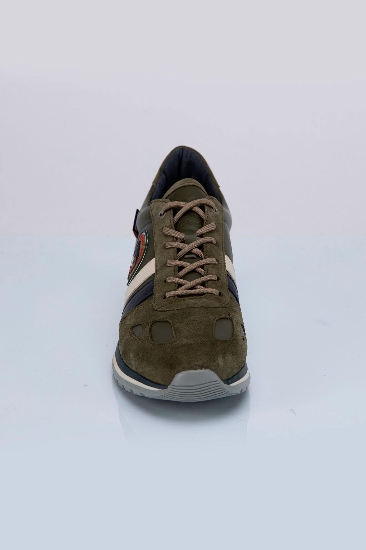 Men's green leather sneakers - Image n°2