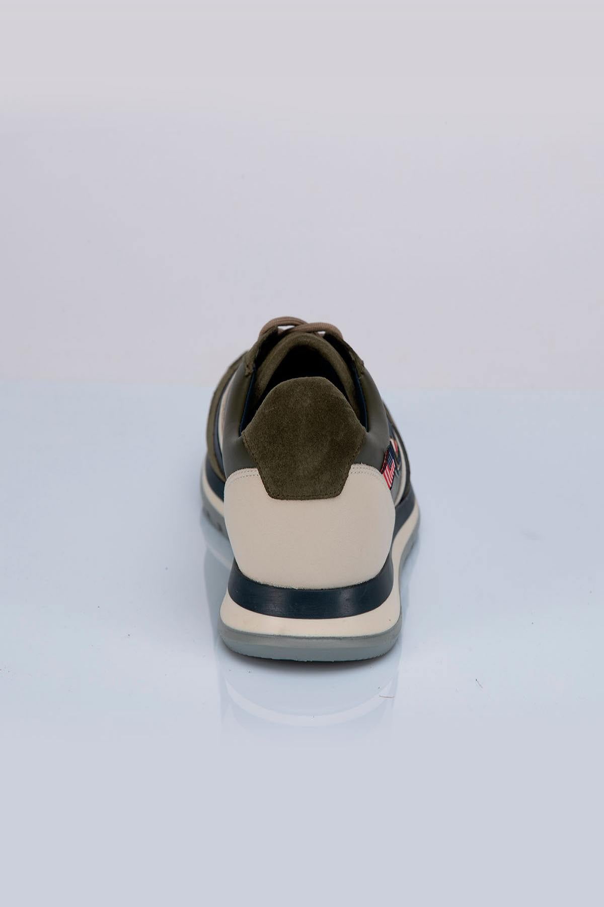 Men's green leather sneakers - Image n°3