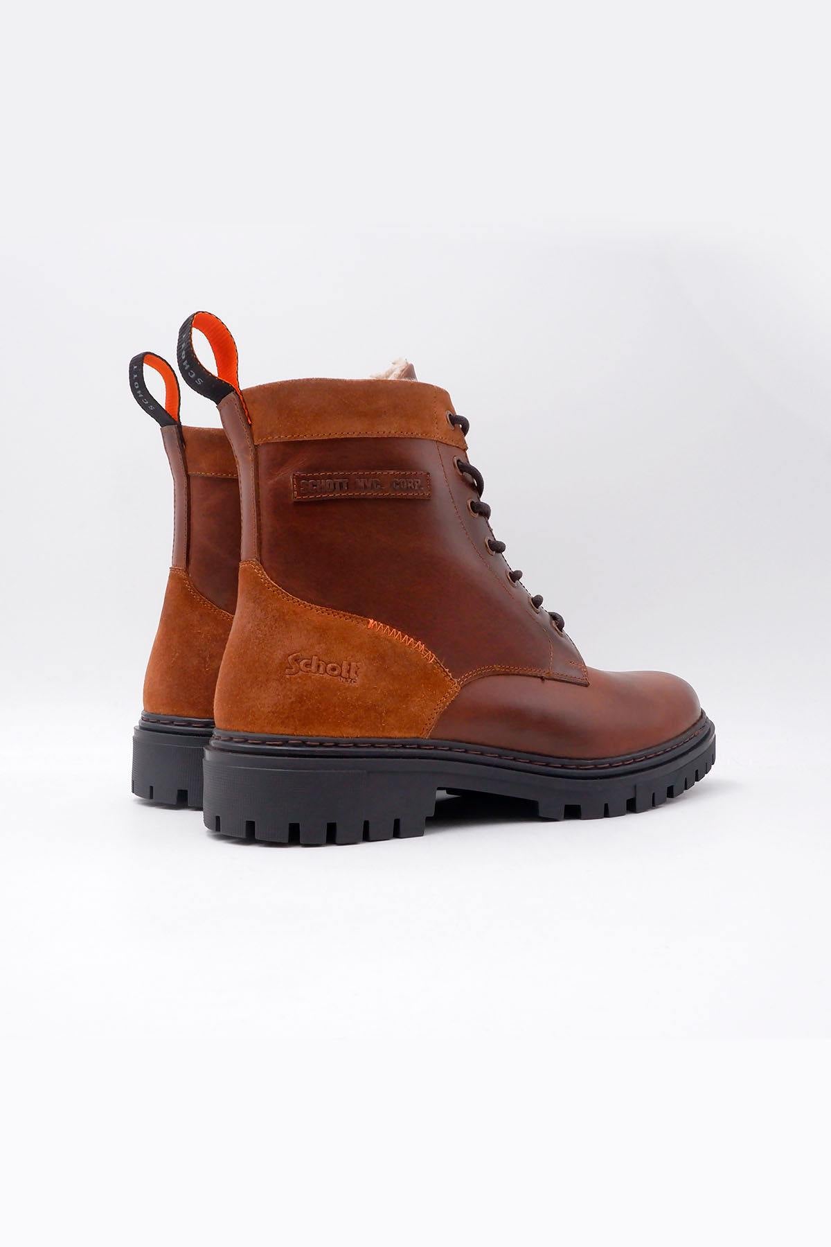 Brown leather boots with paneling - Image n°4