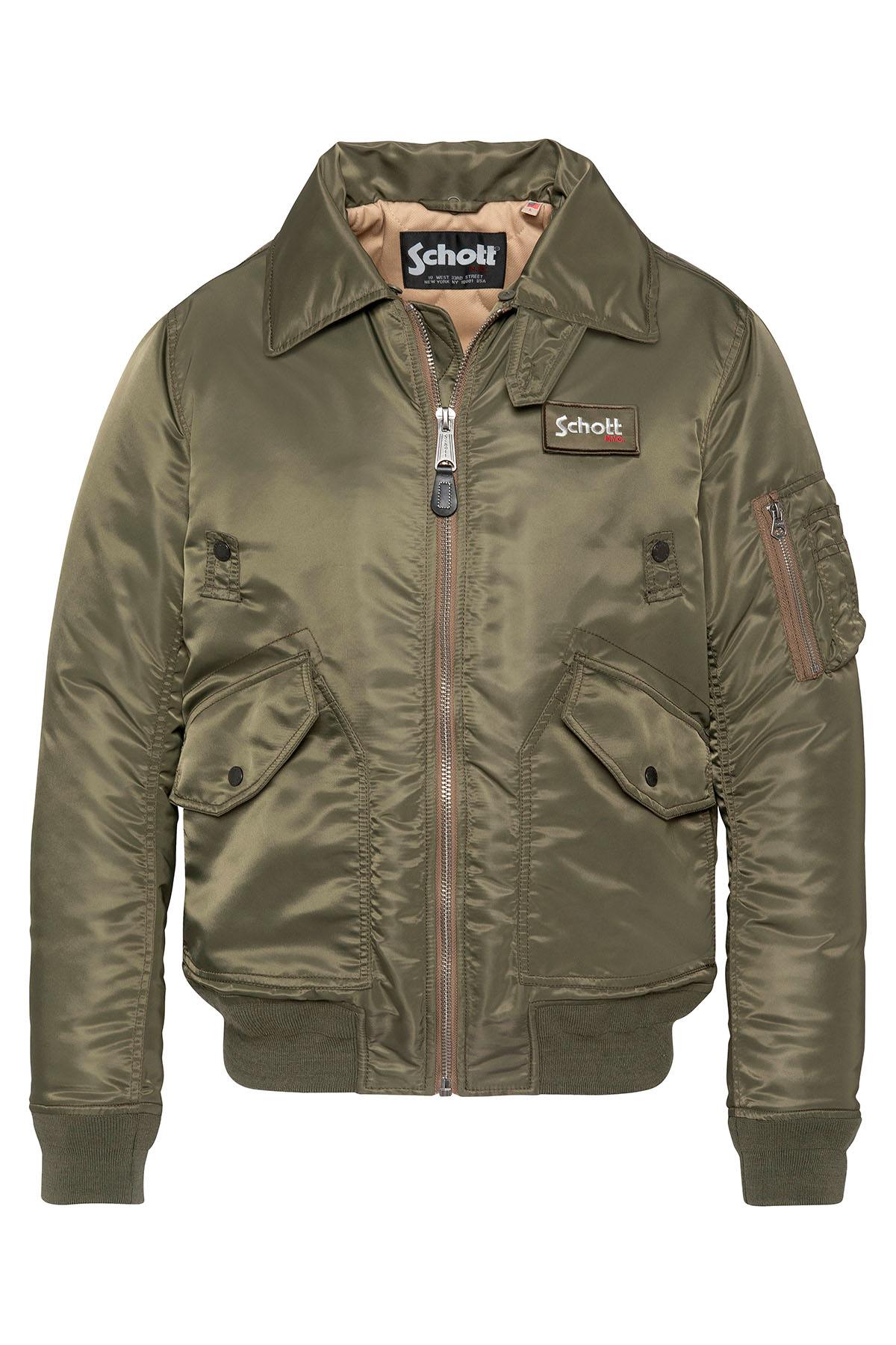 Army khaki bomber jacket with detachable faux-fur collar - Image n°5