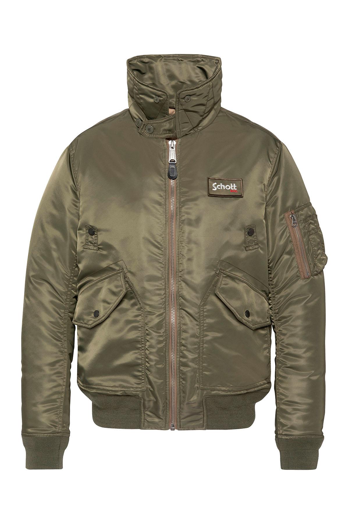 Army khaki bomber jacket with detachable faux-fur collar - Image n°6