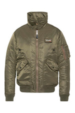 Army khaki bomber jacket with detachable faux-fur collar - Image n°6