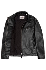 Black cowhide leather jacket, shirt collar - Image n°4