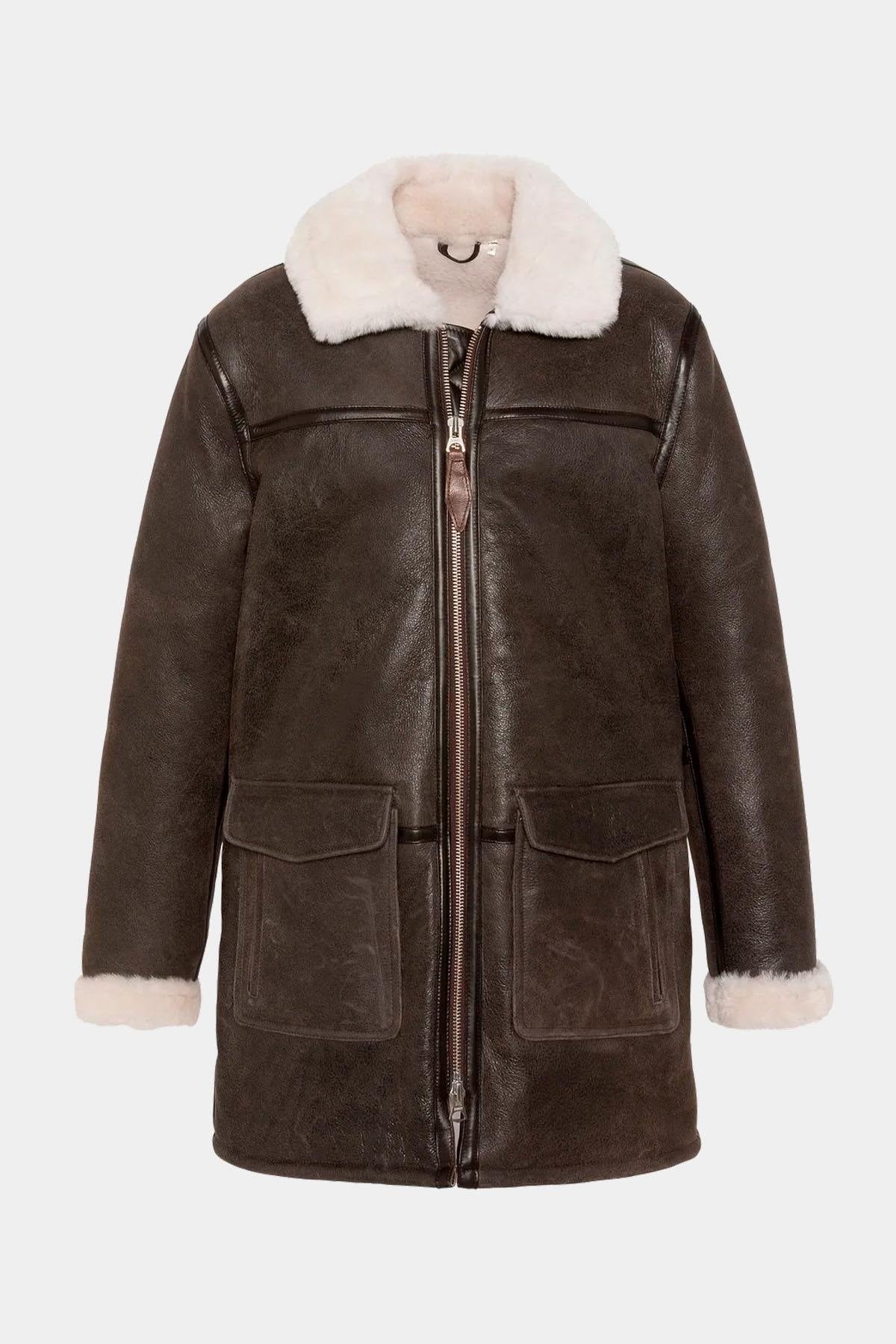 Brown shearling coat - Image n°1