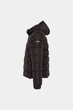 Black hooded polyester puffer jacket - Image n°7