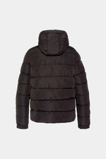 Black hooded polyester puffer jacket - Image n°6