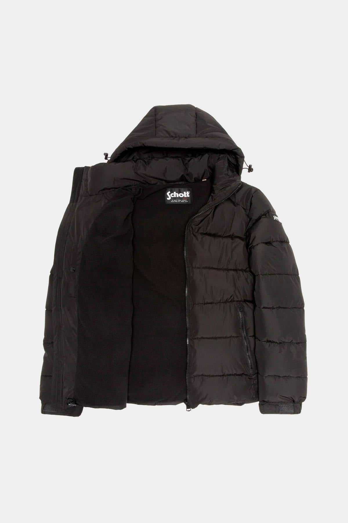Black hooded polyester puffer jacket - Image n°5