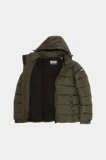 Dark khaki hooded polyester puffer jacket - Image n°6