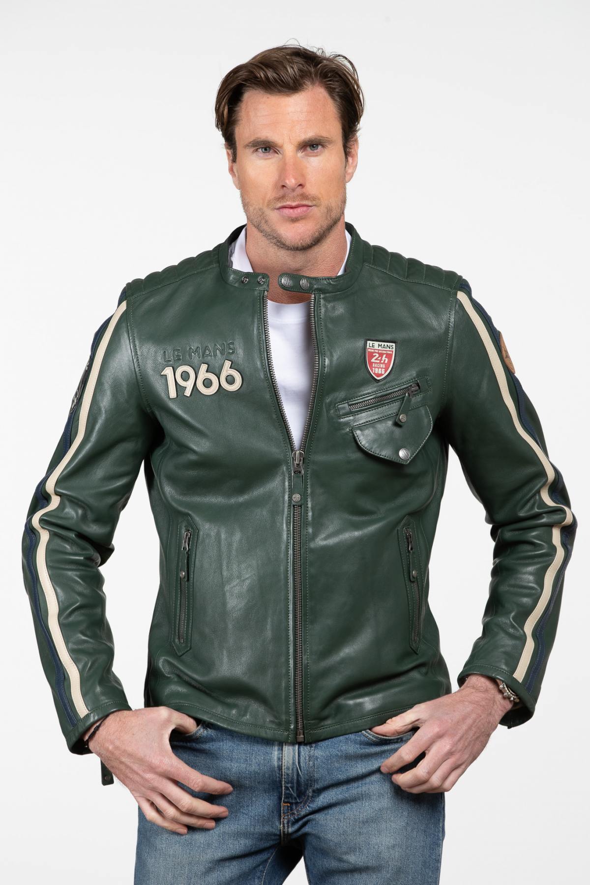 24 Hours of Le Mans green racing leather jacket - Image n°1