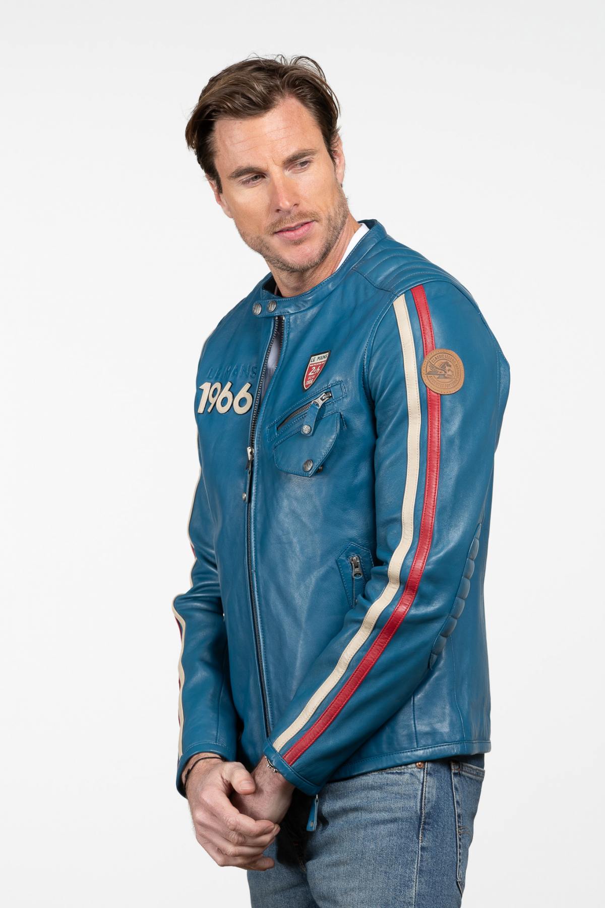 24 Hours of Le Mans Ocean Blue Racing Leather Jacket - Image n°5